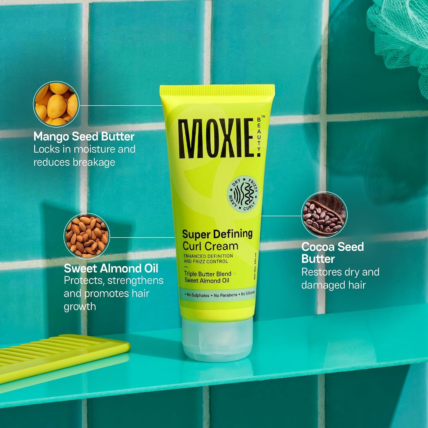 Moxie Beauty Super Defining Curl Cream for Frizz Control & Hydration 50 ml A travel-size leave-in curl cream that defines curls and fights frizz, perfect for effortless daily styling thumbnail