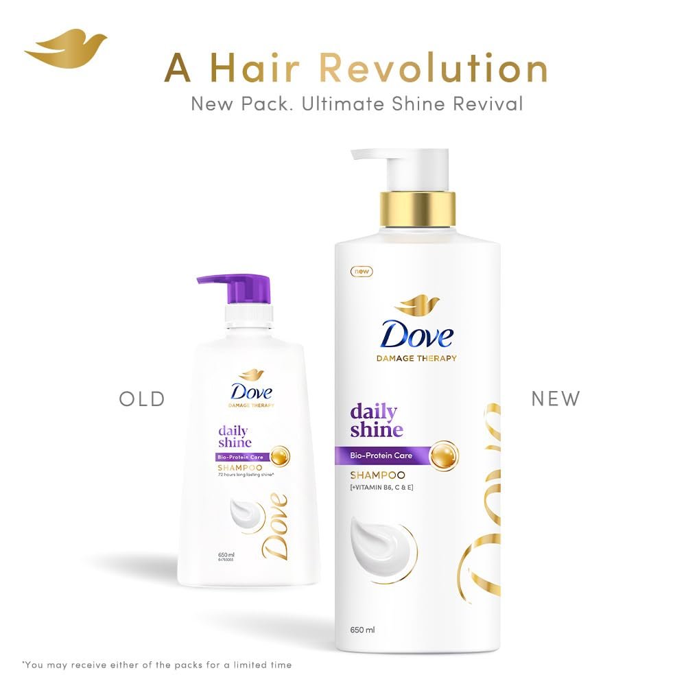 Dove Daily Shine Shampoo 650 ml|| For Damaged or Frizzy Hair|| Makes Hair Soft|| Shiny And Smooth - Mild Daily Shampoo for Men & Women thumbnail