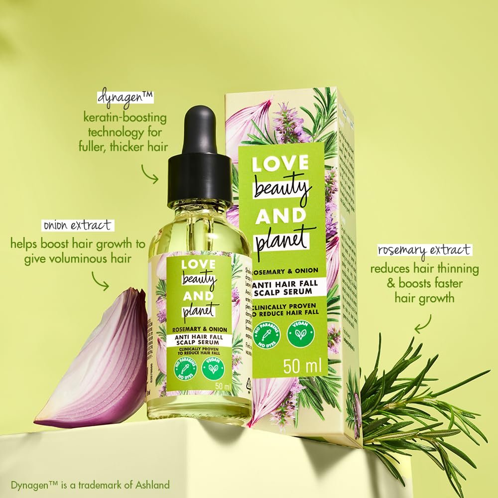 Love Beauty & Planet Onion, Rosemary & Dynagen Anti-Hairfall Scalp Serum | Targeted Scalp Care for Stronger, Fuller & Healthy-Looking Hair | Paraben-Free Formula | 50ml thumbnail