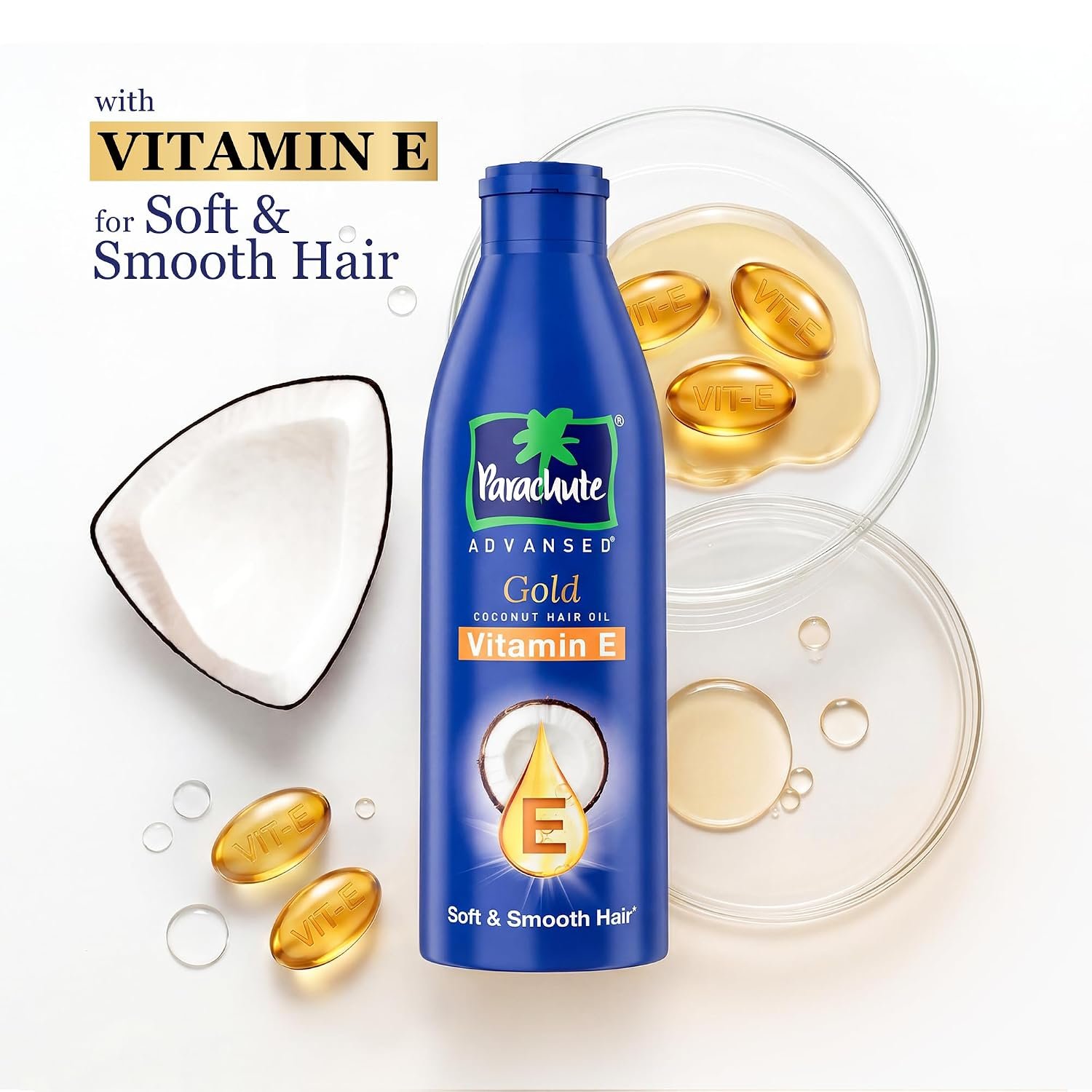 Parachute Advansed Gold Vitamin E Coconut Hair Oil| Long & Soft Hair | For All Hair Type| No Paraben & Silicones| 300ml thumbnail