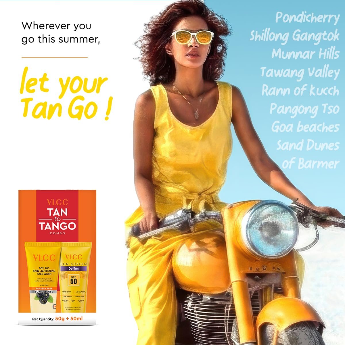 VLCC Tan-to-Tango Combo – Anti-Tan Skin Lightening Face Wash 50 g + De-Tan SPF 50 PA+++ Sunscreen Gel Crème 50 ml | Fades Tan, Even Skin Tone thumbnail