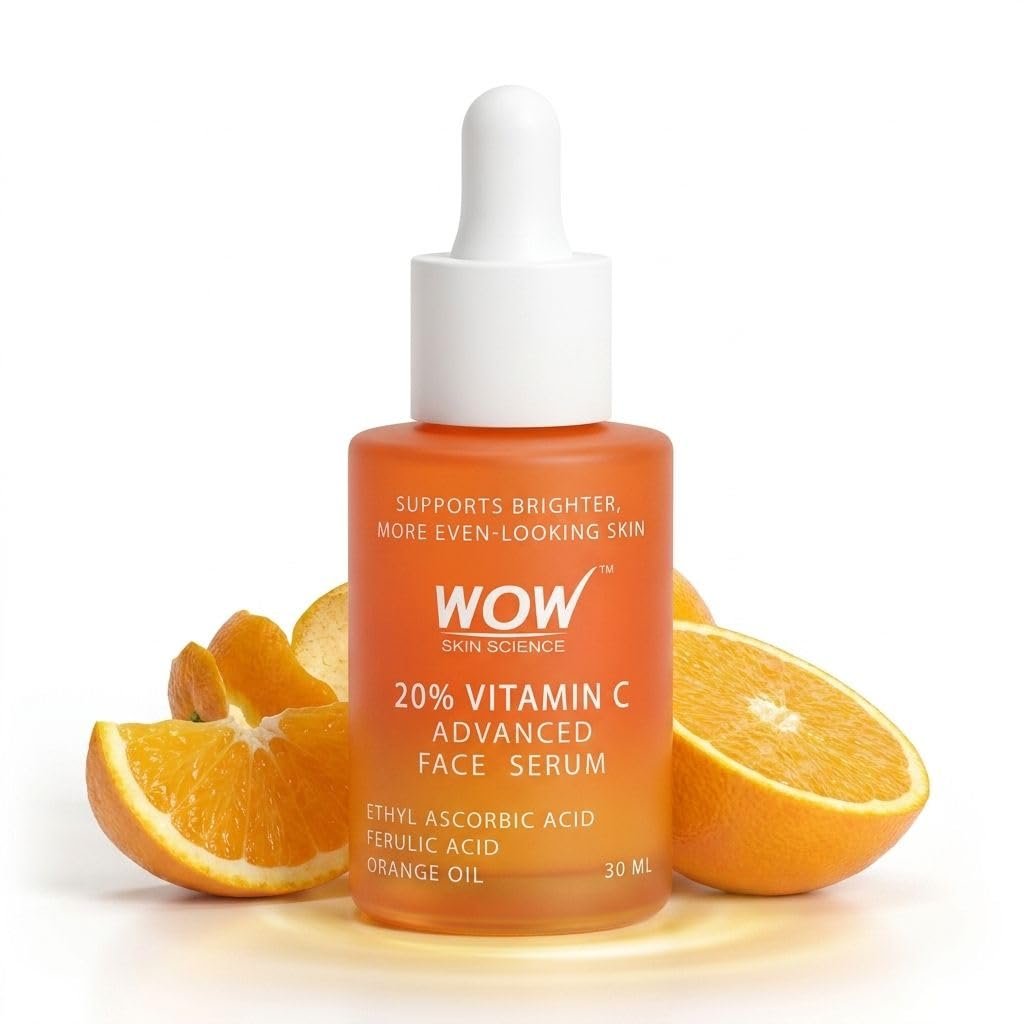 WOW Skin Science 20% Vitamin C Advanced Face Serum | Ethyl Ascorbic Acid + Ferulic Acid + Orange Oil | Brightening, Dark Spot Reduction & Even Skin Tone | 30ml