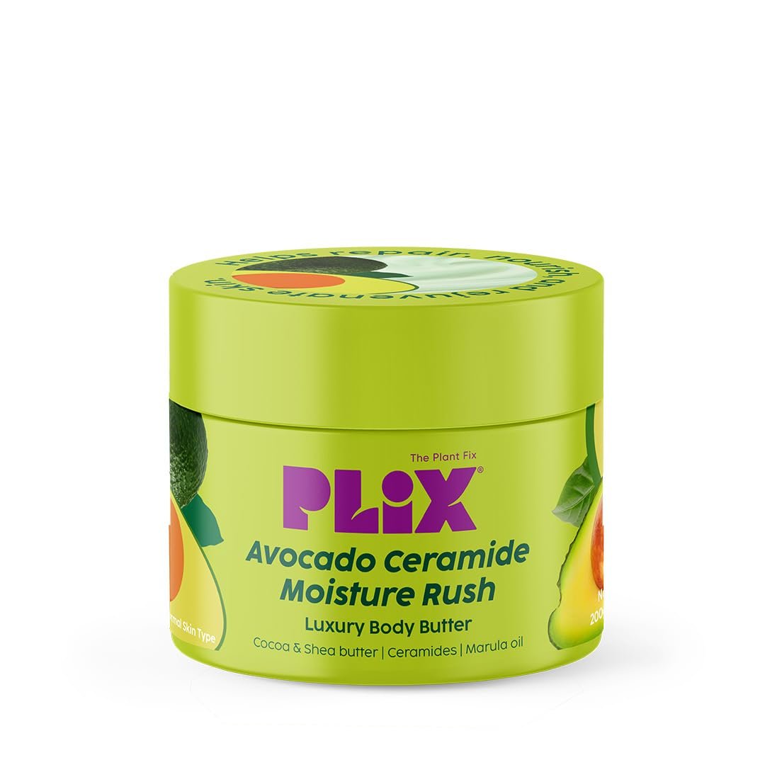 PLIX - THE PLANT FIX Avocado Ceramide Moisture Rush Luxury Body Butter | For Deep Hydration & Silky-soft skin | Cocoa & Shea Butter | For Men & Women| Very Dry to Normal Skin |200g thumbnail