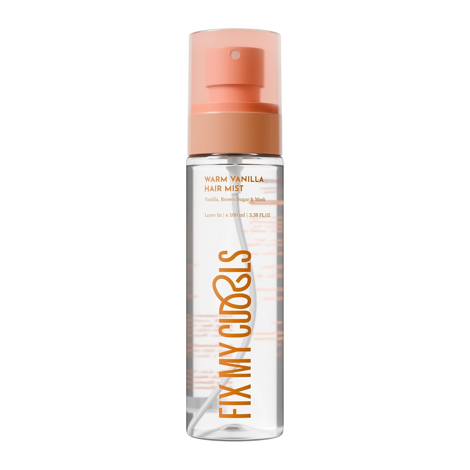 Fix My Curls Hair Mist | Warm Vanilla, Brown Sugar, Vanilla, Musk 100ml A warm and sweet fragrance with notes of vanilla, brown sugar and musk.