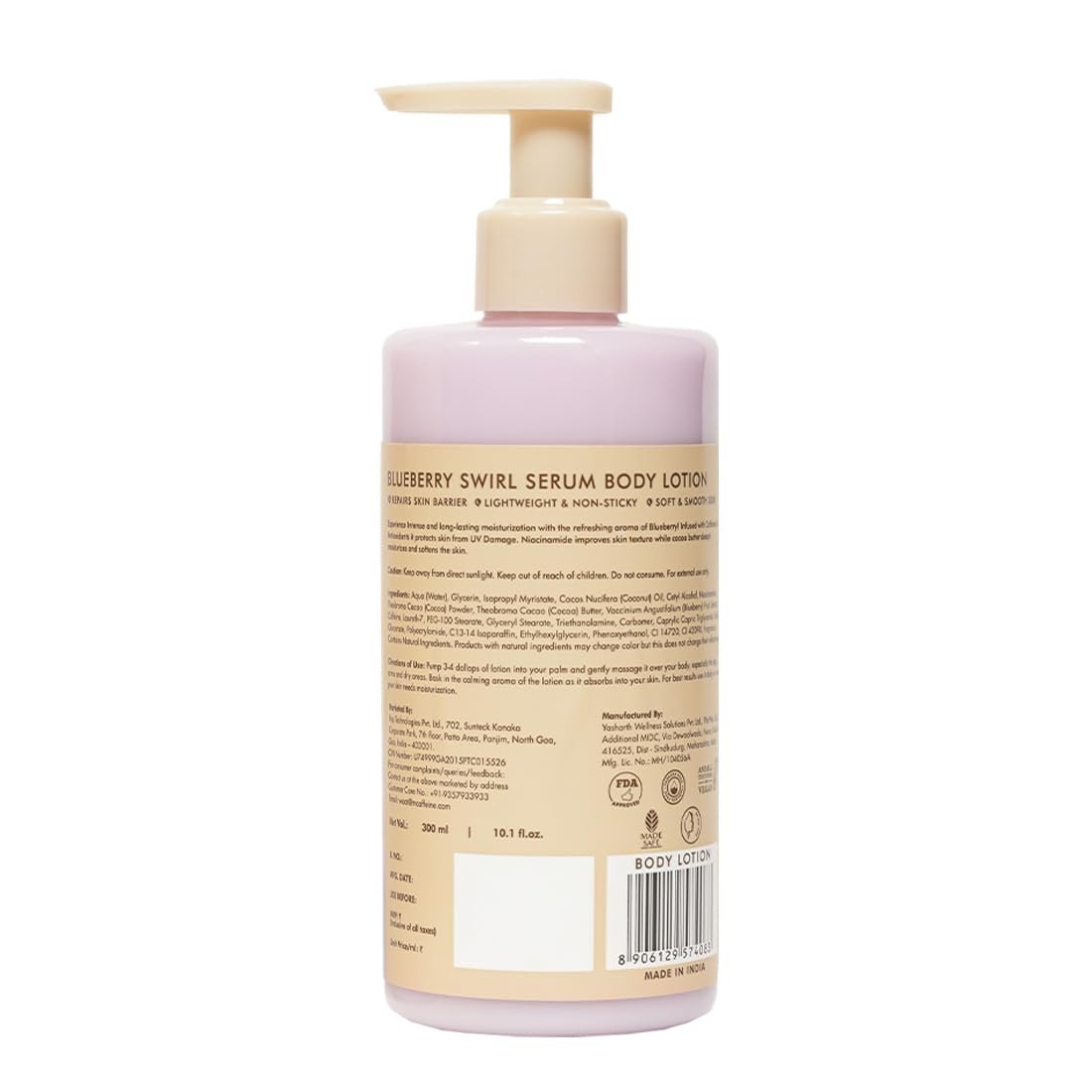 mcaffeine Blueberry Swirl Serum Body Lotion For Women And Men | Dry Skin | Lightweight Moisturizer, Non-Greasy & Non-Sticky |  Soft & Smooth Lotion For All Skin - 300ml thumbnail