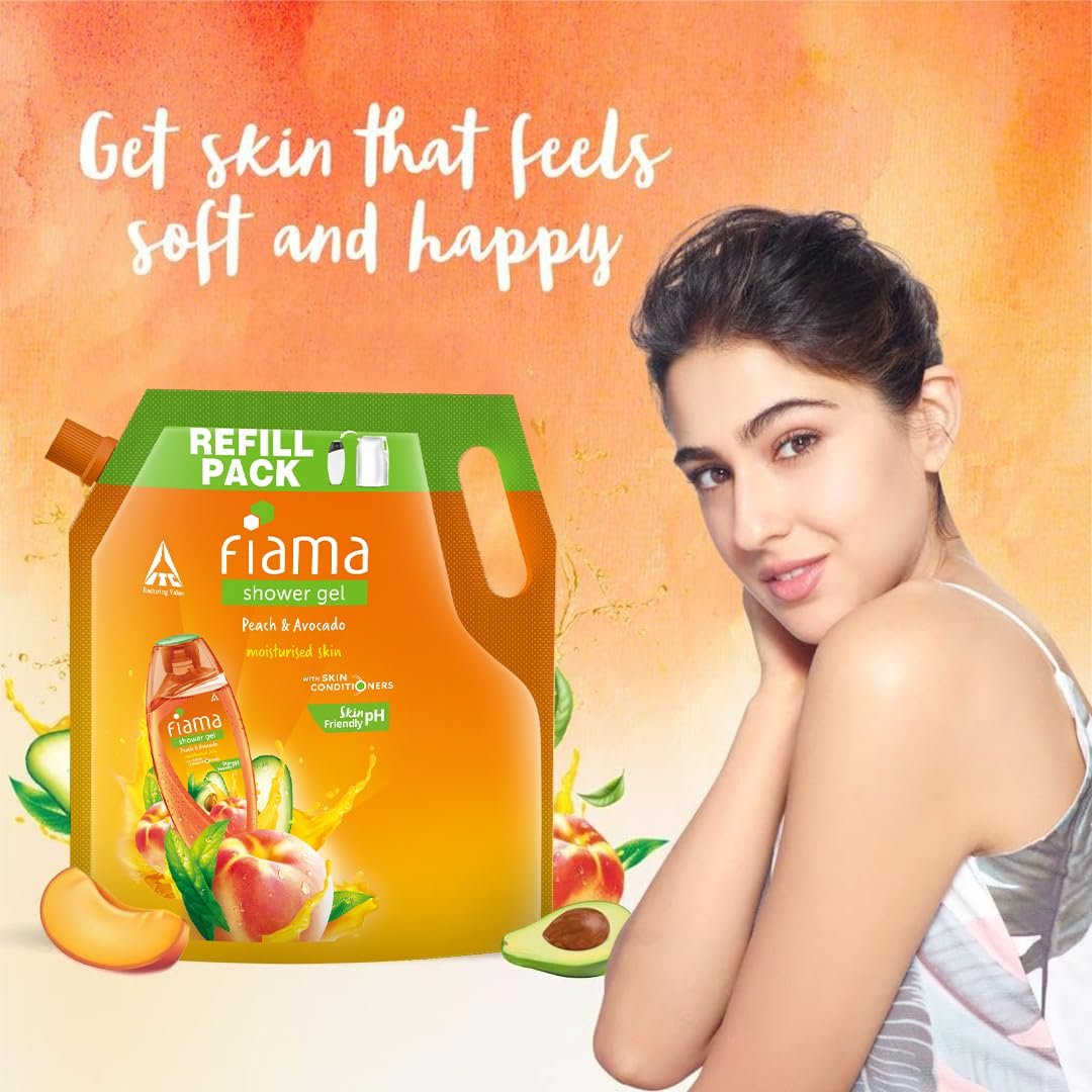 Fiama Body Wash Shower Gel Peach & Avocado, 1.4L Bodywash Refill Value Pouch for Women & Men with Skin Conditioners for Soft & Moisturised Skin, Suitable for All Skin Types thumbnail