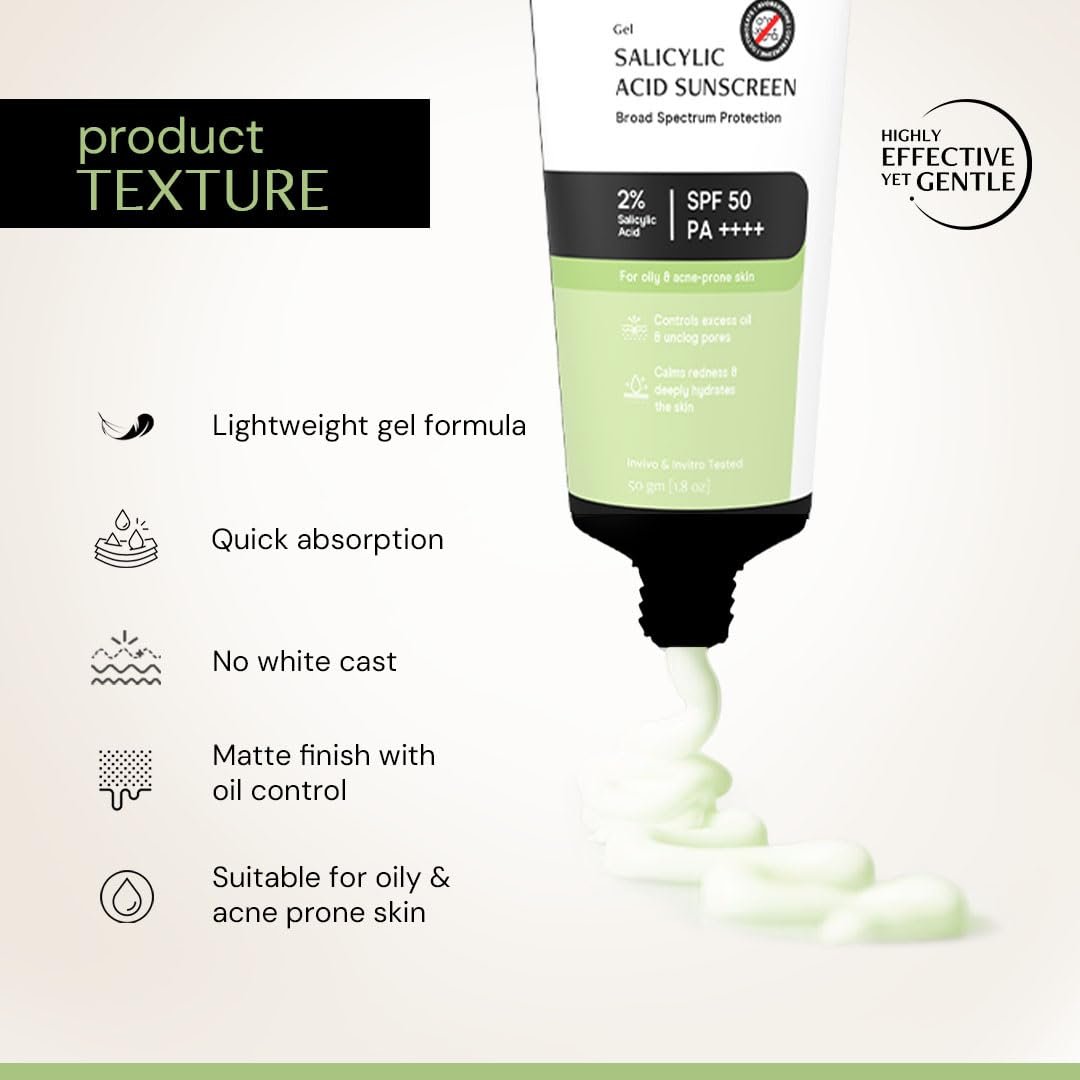 Deconstruct 2% Salicylic Acid Sunscreen SPF 50 PA++++ | Sunscreen for acne prone skin, oily, dry and combination | Unclogs Pores | Controls Excess Oil | Matte Finish | 50g thumbnail