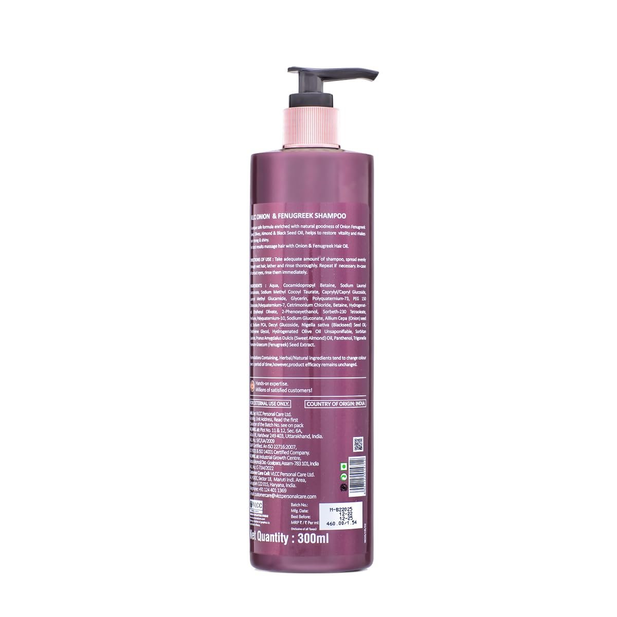 VLCC Onion & Fenugreek Shampoo - Controls Hair Fall - 300Ml | Helps Hair Growth & Strengthen Roots | Onion, Fenugreek & Black Seed | Thick, Strong & Healthy Hair, 310 Grams thumbnail