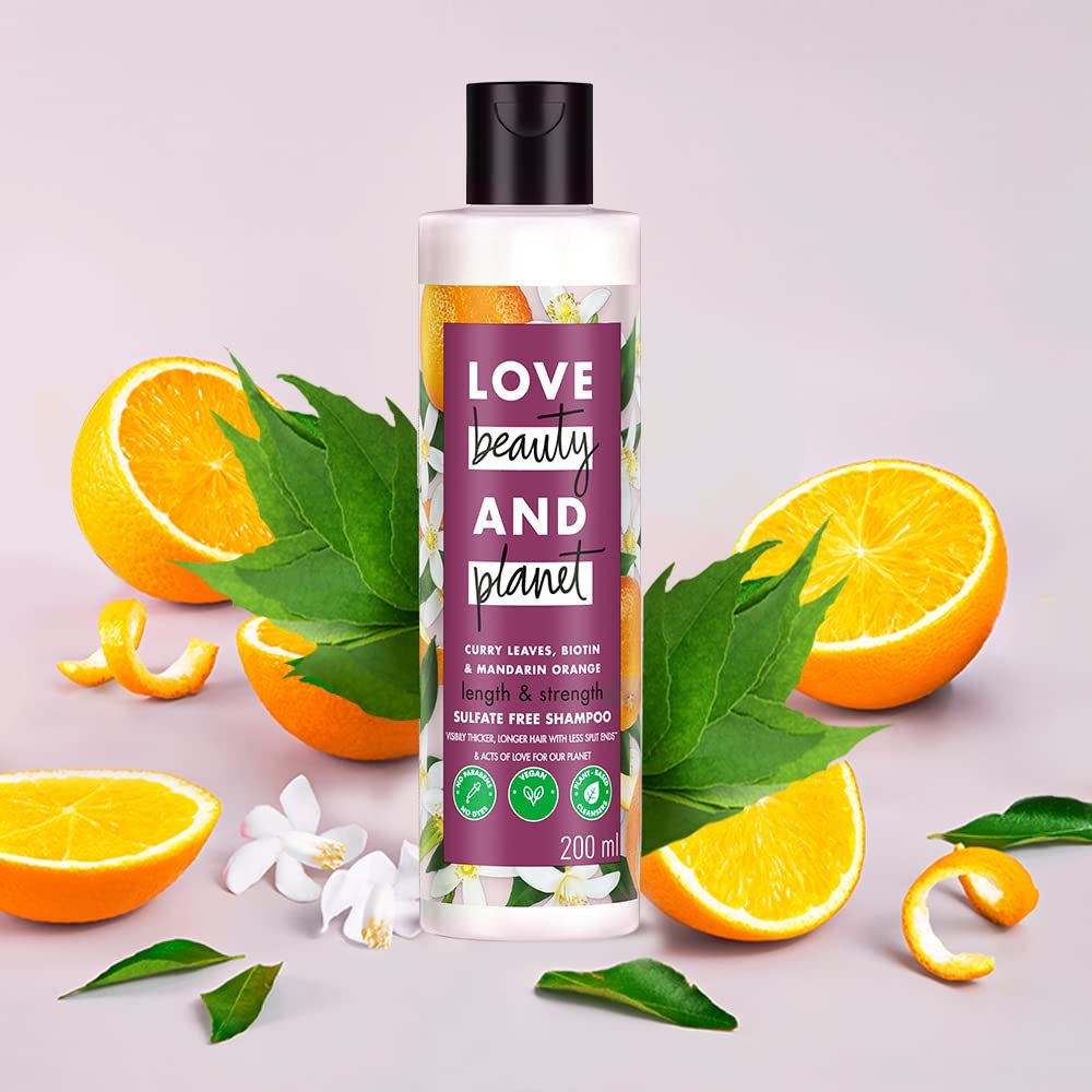 Love Beauty & Planet Curry Leaves| Biotin & Mandarin Paraben & Sulfate Free Shampoo for Long & Strong Hair| 200ml thumbnail