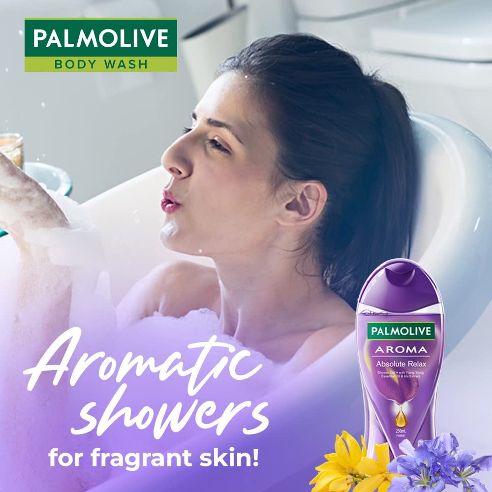 Palmolive Aroma Absolute Relax Body Wash, 250ml Shower Gel Single Bottle with a Free Loofah, 100% Natural Ylang Ylang Essential Oil & Iris Extracts for a Soft and Smooth Skin thumbnail