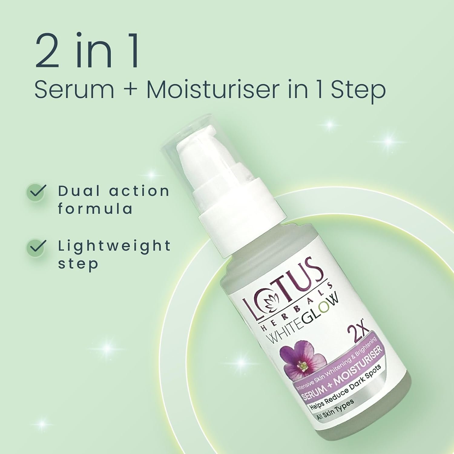 Lotus Herbals WhiteGlow Intensive Skin Whitening & Brightening Serum + Moisturiser 30ml thumbnail
