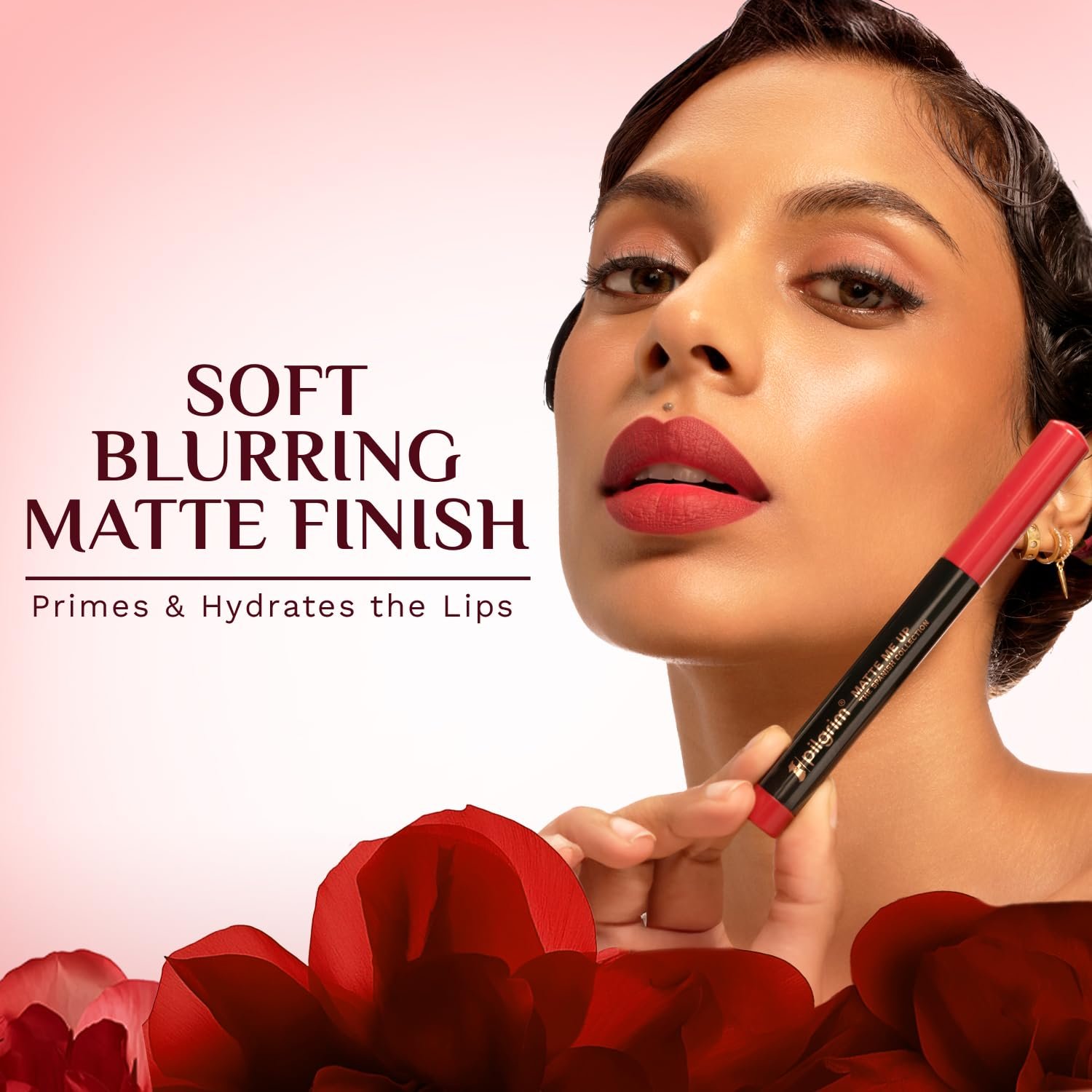 Pilgrim Long Lasting Crayon Lipstick | Intense Matte Finish | Waterproof & Lightweight | Highly Pigmented & Enriched With Ceramides & Mango Seed Oil (Maroon Mistress-23) thumbnail