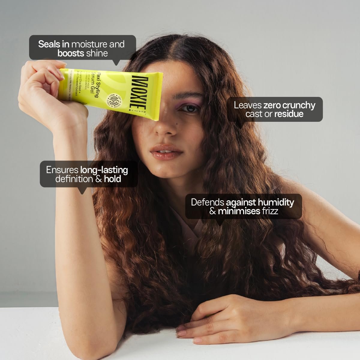 Moxie Beauty Flexi Styling Serum Gel | Medium Hold & 94% Users Reported Frizz Reduction | Non-Crunchy, Non-Sticky | For Frizzy, Dry, Wavy, Curly Hair | Sulphate, Paraben & Silicone Free|50ml thumbnail