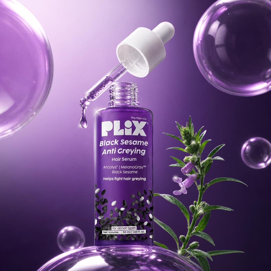 PLIX The Plant Fix Black Sesame Anti-Greying Hair Serum | With Black Sesame Oil | Hair Serum for Grey Hair Care, Nourishment & Healthy-Looking Hair | Daily Hair Care thumbnail