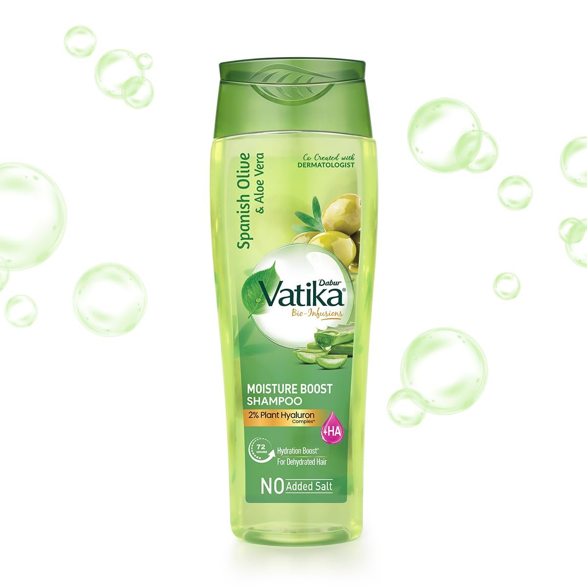 Dabur Vatika Bio-Infusions Moisture Boost Shampoo | Spanish Olive & Aloe Vera | 2% Plant Hyaluron + Hyaluronic Acid | Deep Moisture & Natural Shine | For Dry & Dehydrated Hair