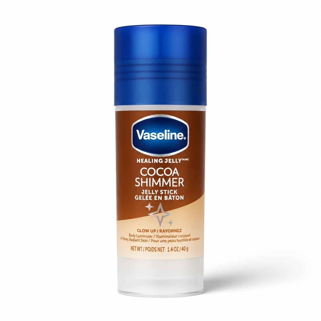 Vaseline Cocoa Shimmer Jelly Stick 40g | Hydrating Body Glow Balm for Radiant Shimmering Skin | Portable Moisture Stick
