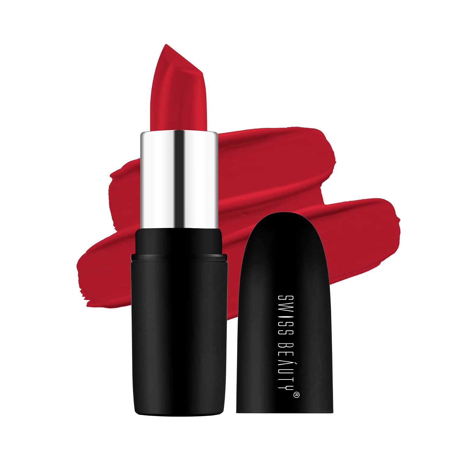 Swiss Beauty Pure Matte Creamy Lipstick | Non-drying, Highly pigmented Lipstick | Shade- Russian Red, 3.8gm|