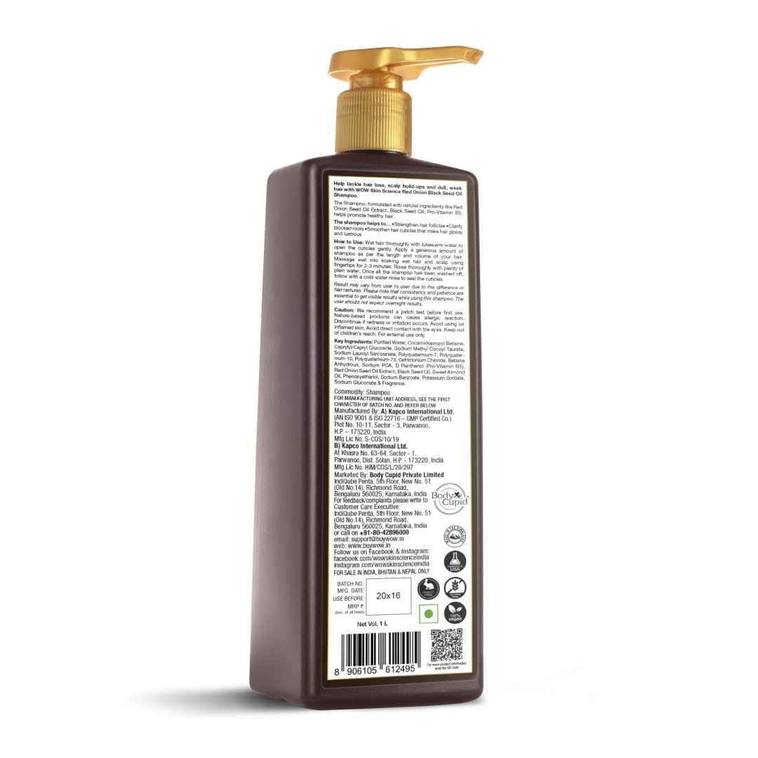 WOW Skin Science Onion + Collagen Anti-Hairfall Shampoo| Controls Hair fall | Helps Strengthen Hair | No Sulphate No Paraben | For Men & Women - 1ltr thumbnail