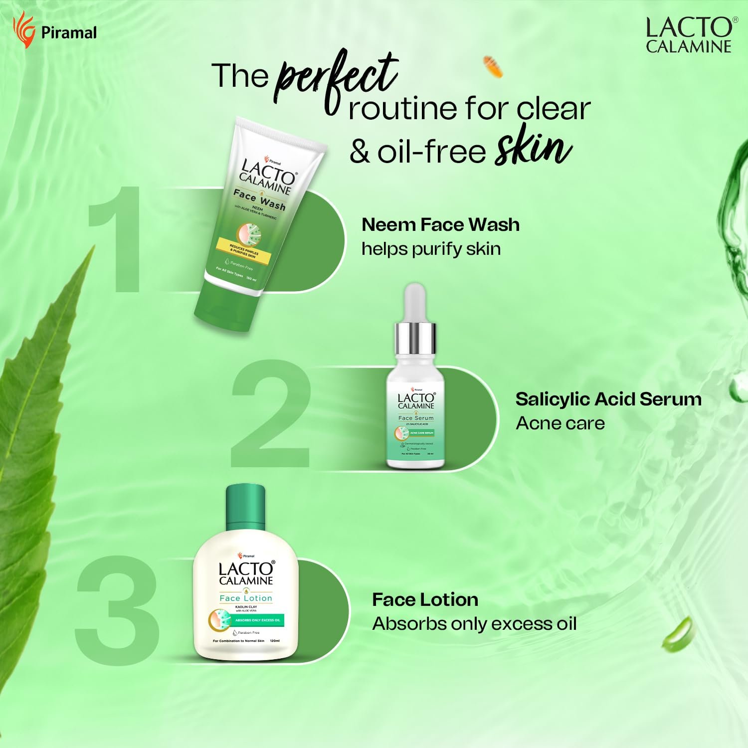 Lacto Calamine Neem Face Wash With Aloe Vera & Turmeric | 150ml | Niacinamide & Salicylic Acid Face Wash | Reduces Pimples, Purifies Skin & Oil Control | thumbnail