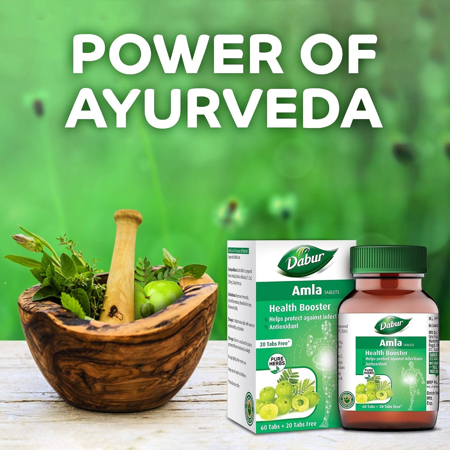 DABUR Amla Tablet - Health Booster | Rich in Antioxidants | Provides Protection against Infections | Pure herbs 60 tabs ( Get 20 tabs free) thumbnail