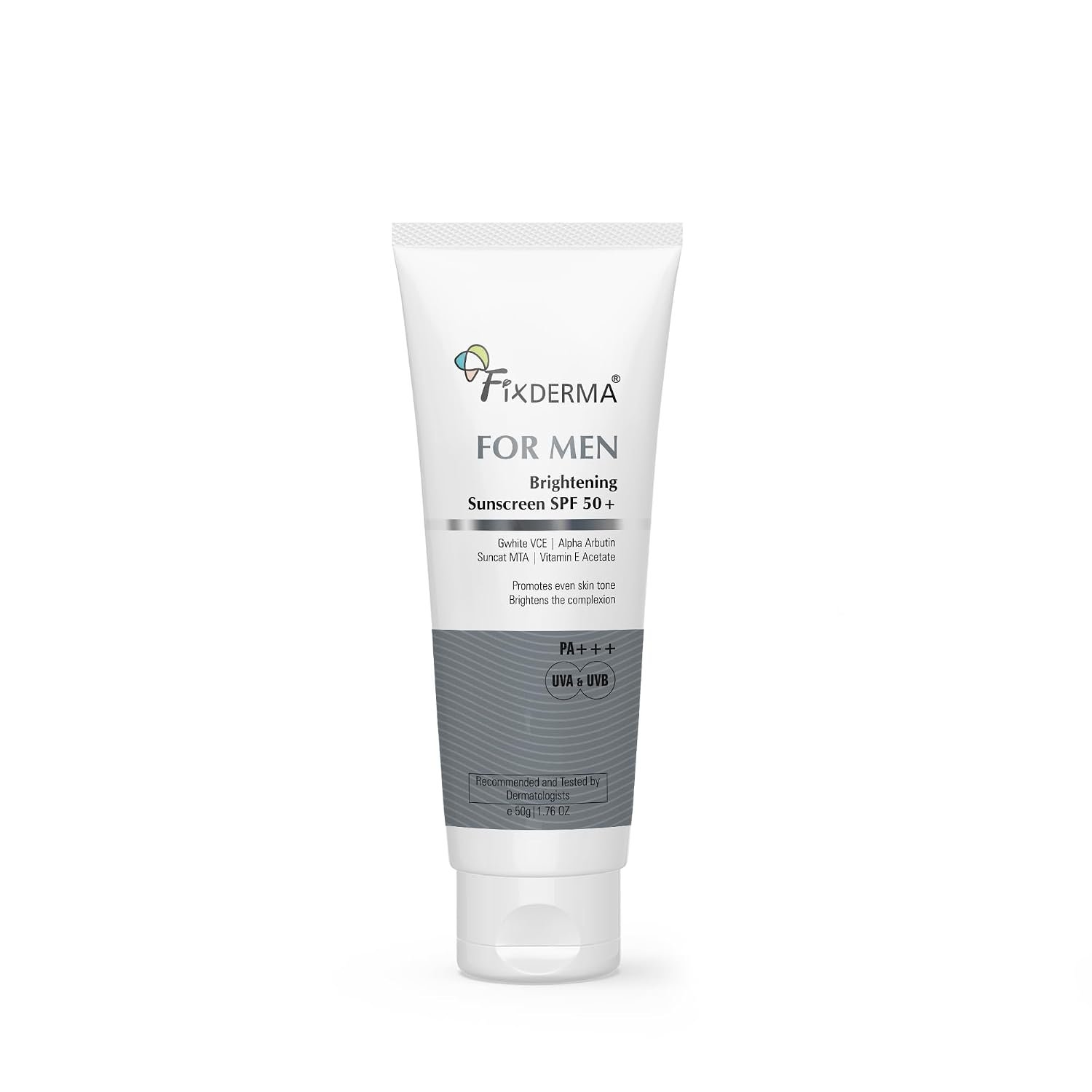 Fixderma Brightening Sunscreen SPF 50 for Men | Sunscreen for Dry Skin | Helps Protect Against UVA & UVB Rays | Hydrating & Brightening Daily Face Sunscreen | 50g thumbnail