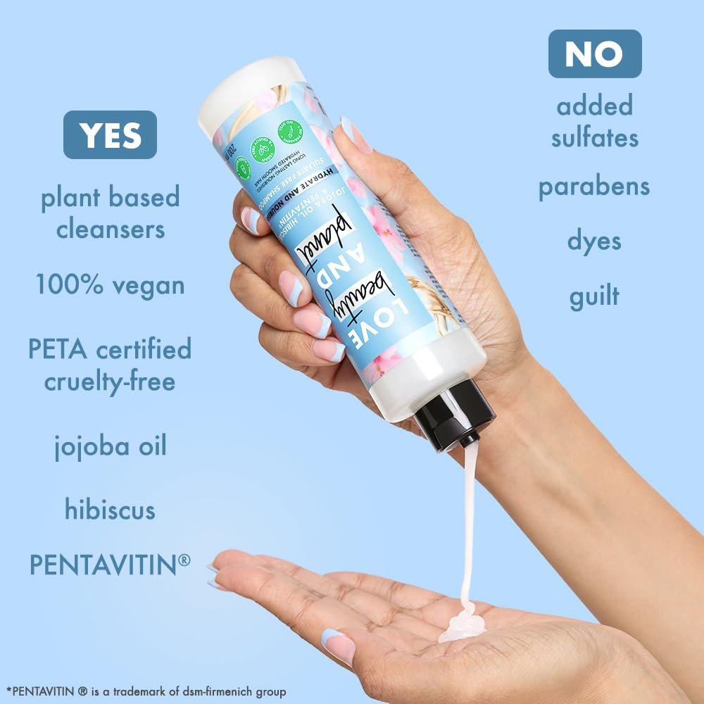 Love Beauty & Planet Jojoba Oil, Hibiscus & Pentavitin Hydrate & Nourish Shampoo | Sulfate-Free Hair Cleanser for Hydrated, Soft, Smooth & Healthy-Looking Hair | 200ml thumbnail