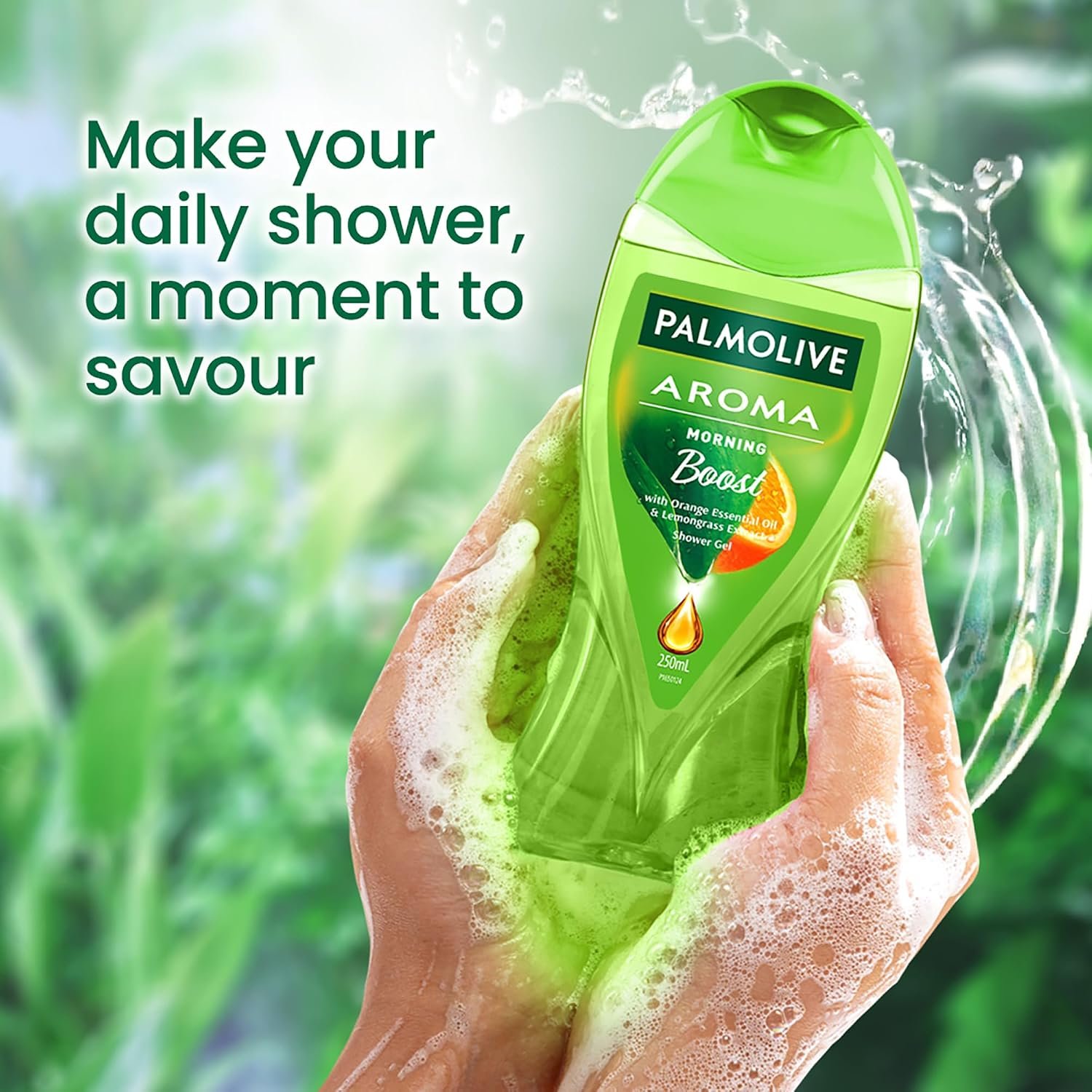 Palmolive Aroma Morning Tonic Body Wash, 250ml Shower Gel Single Bottle, 100% Natural Citrus Essential Oil & Lemongrass Extracts for a Smooth Skin, Green thumbnail