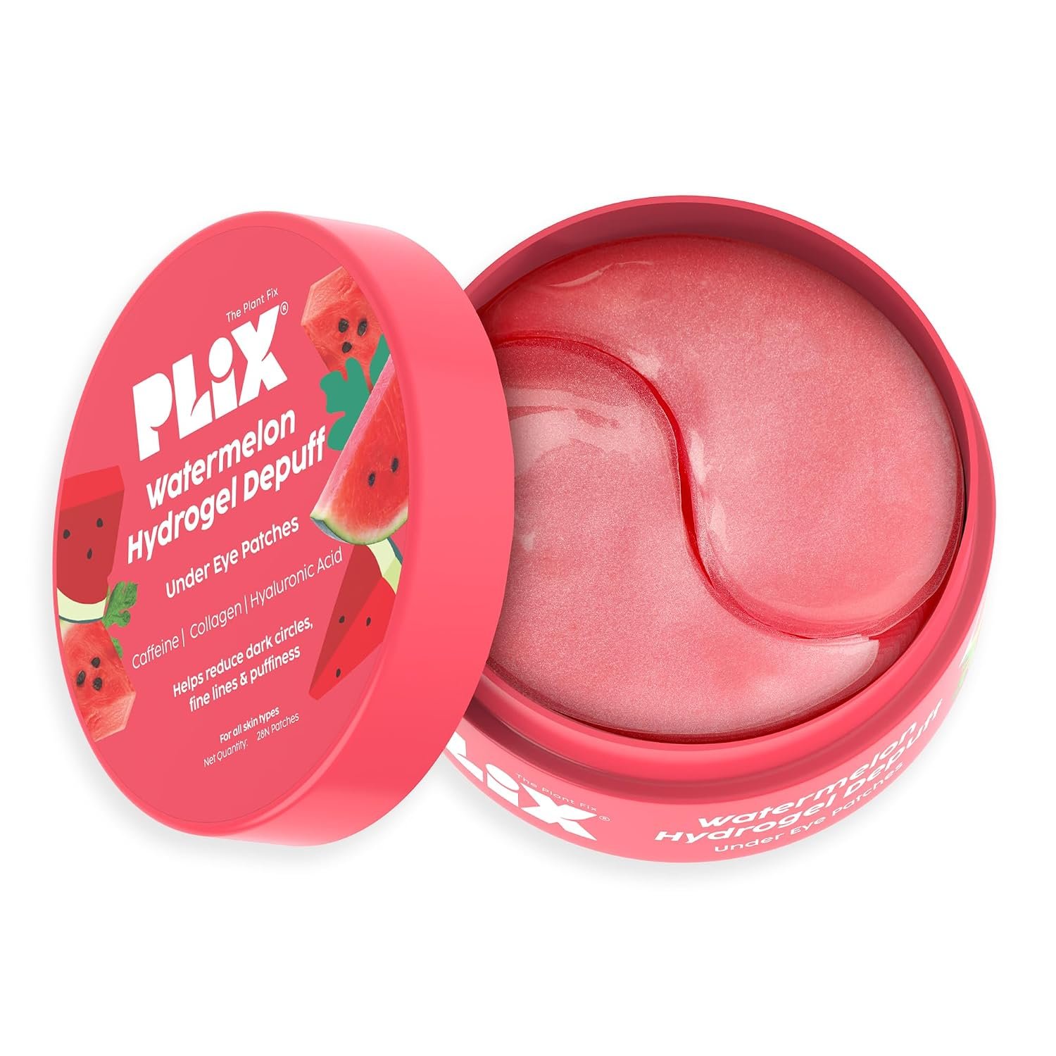 PLIX - THE PLANT FIX Watermelon Hydrogel Under Eye Patches for Dark Circles & Puffiness Reduction | Caffeine & Hyaluronic Acid | Eye Patches | Instantly Hydrates, Cools & De-Puffs | 14 Patch thumbnail
