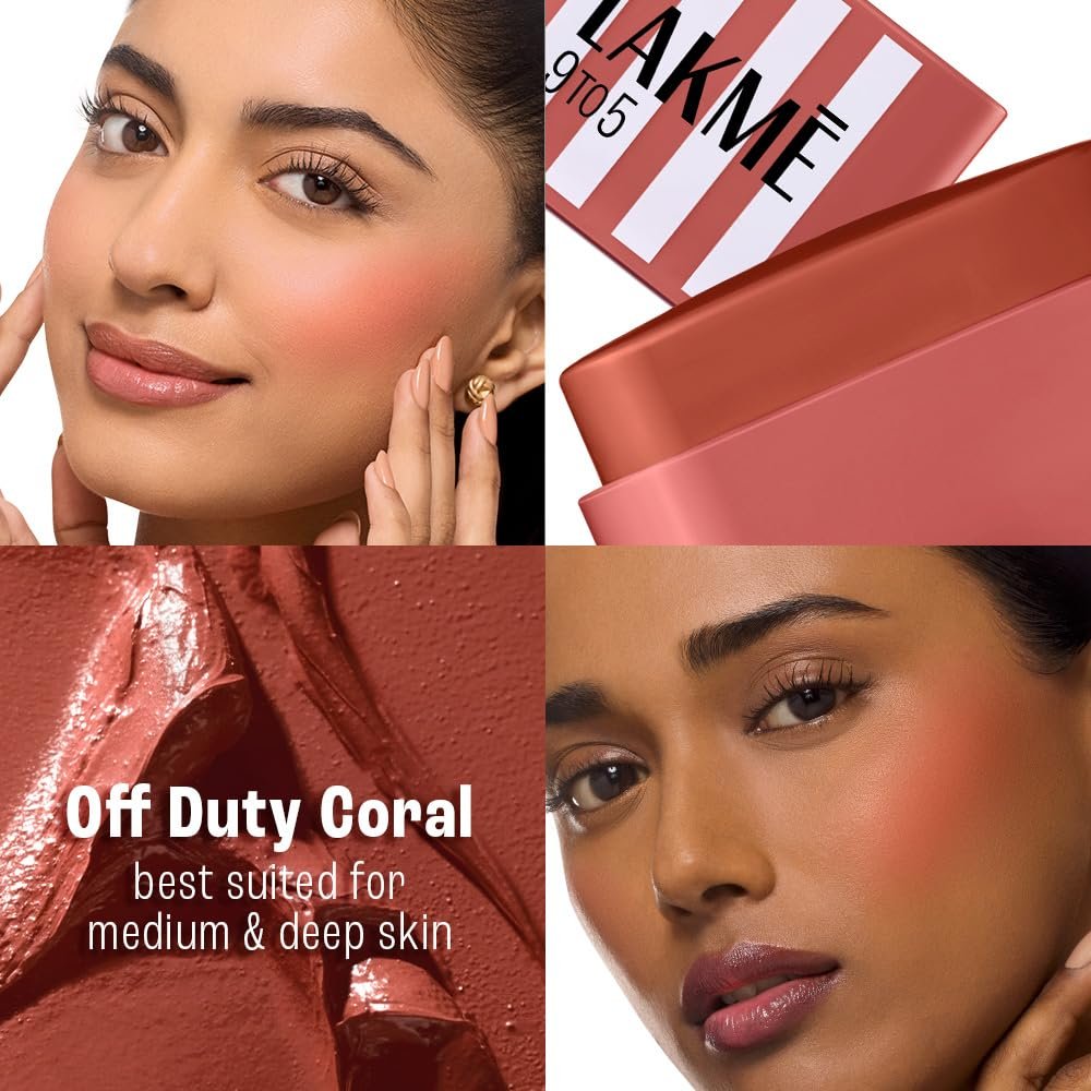 Lakme 9to5 Hya Beach Edit SPF Blush Off Duty Coral, Creamy Texture, Travel-friendly, 8.6g thumbnail