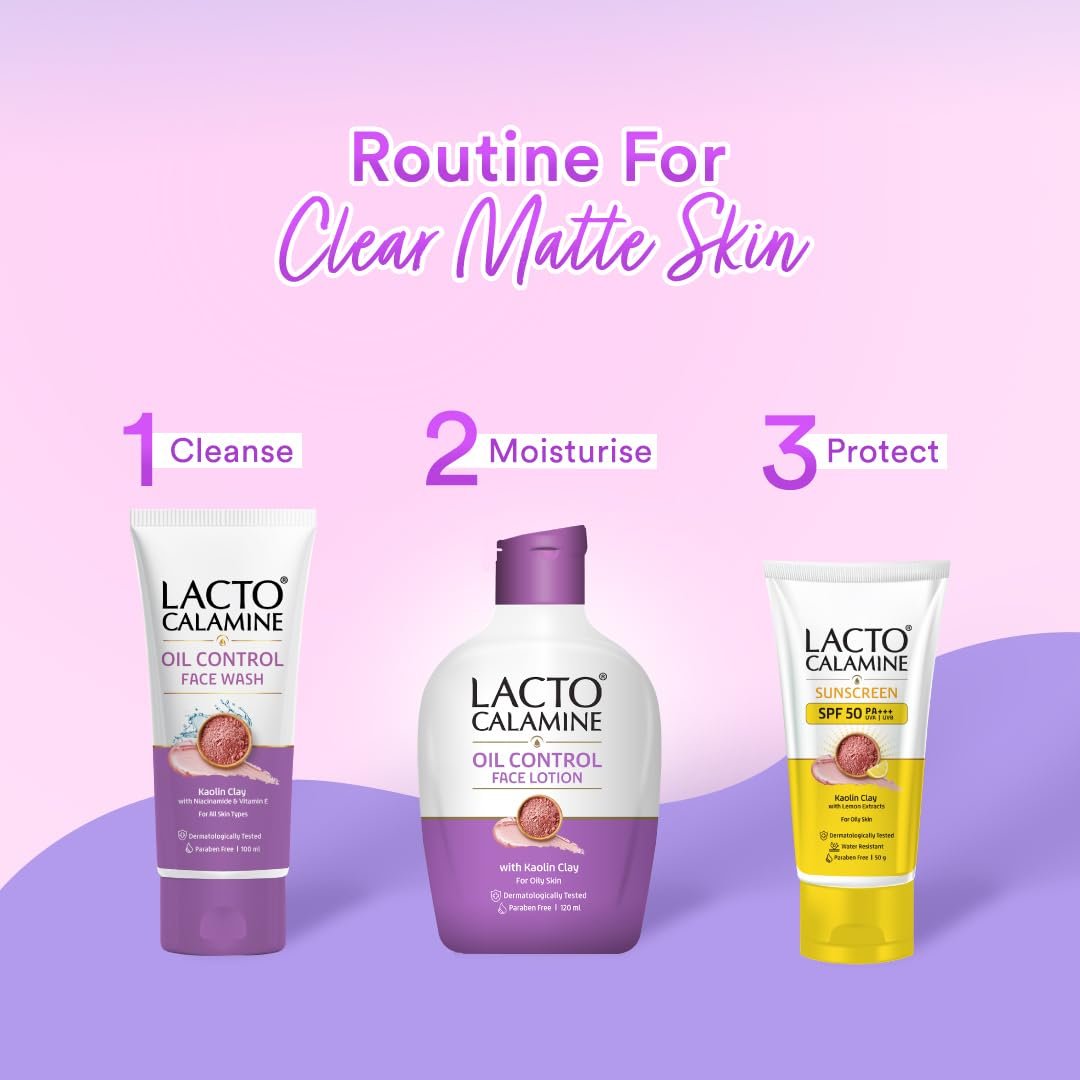 Lacto Calamine Face Wash For Oily Skin |100ml Kaolin Clay, Niacinamide & Vitamin E | Facewash Reduces Excess Oil, Controls Pimples, Blackheads & Whiteheads |Face wash For Women & Men thumbnail