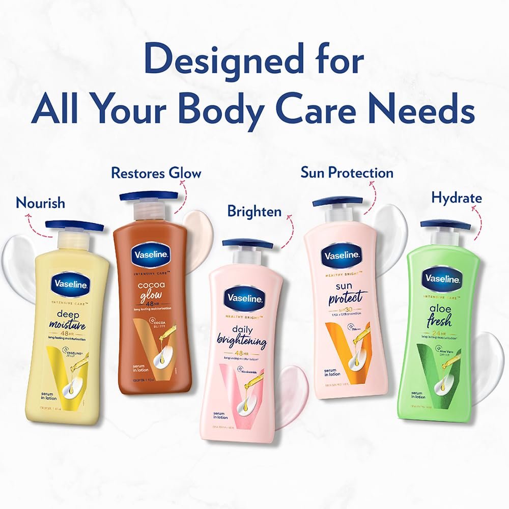 Vaseline Cocoa Glow Serum In Lotion, 600 ml | 100% Pure Cocoa & Shea Butter for Glowing & Soft Skin thumbnail
