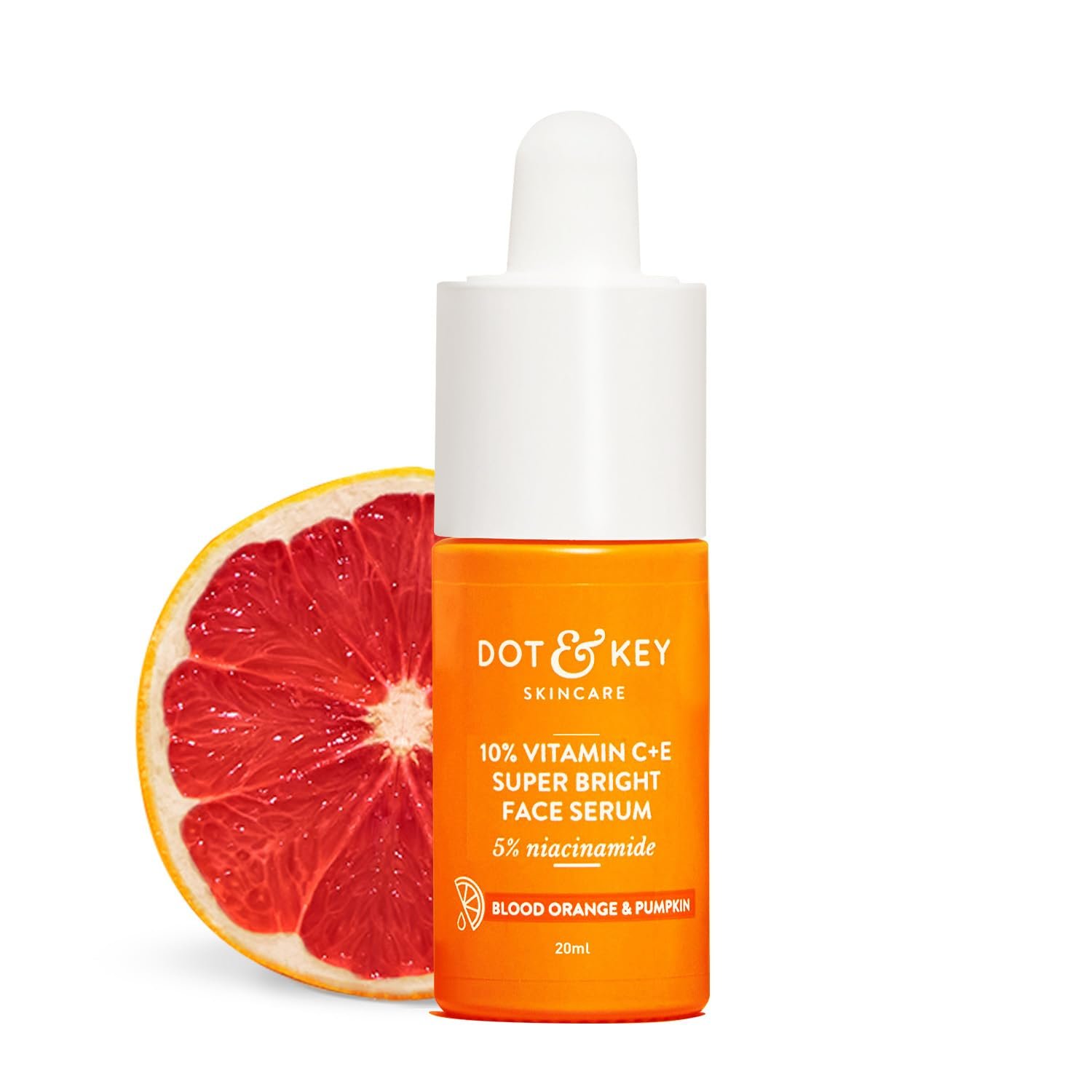 DOT & KEY 10% Vitamin C + E Serum with 5% Niacinamide,for Glowing Skin,Fades Dark Spots & Hyperpigmentation,Infused with Blood Orange & Pumpkin,Targets Dull & Uneven Skin 20ml