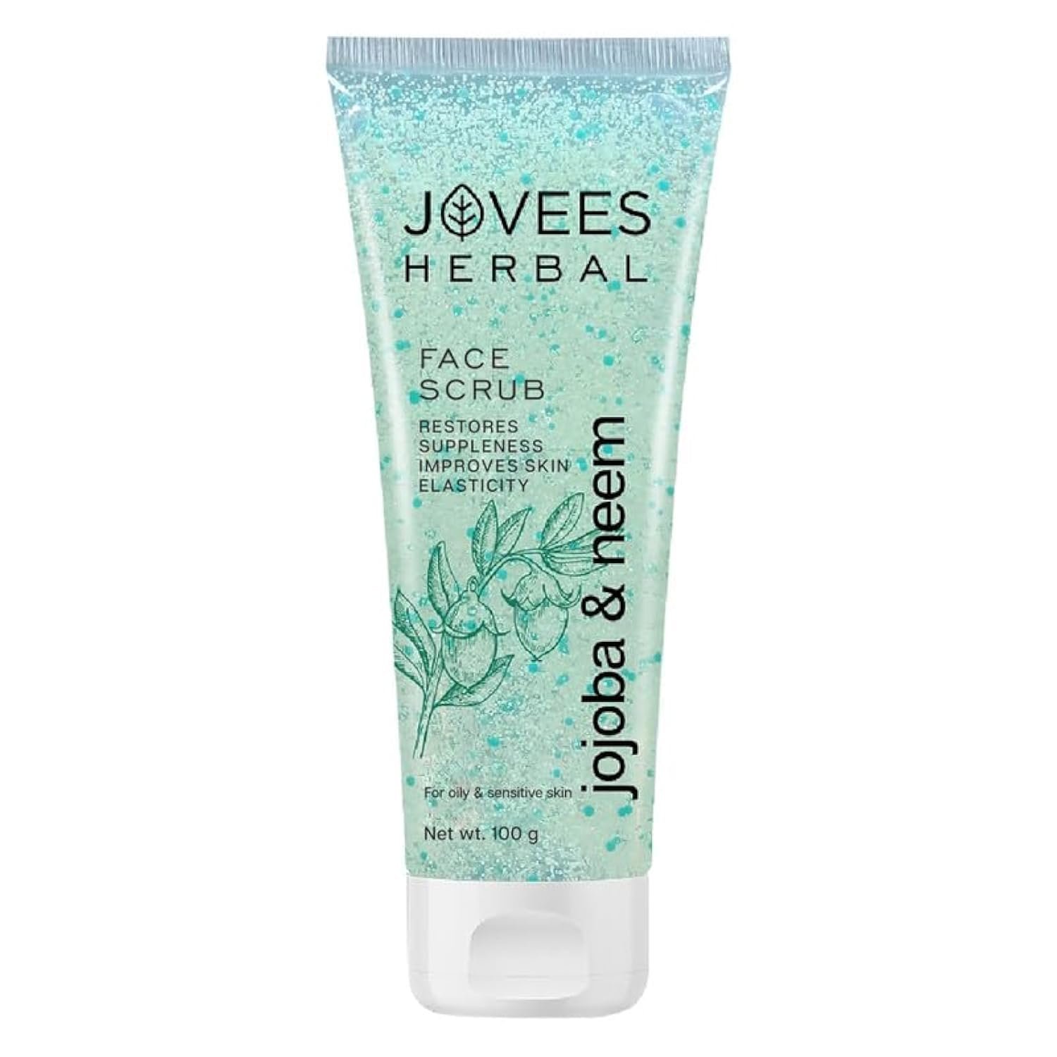 Jovees Herbal Jojoba & Neem Face Scrub | With Neem & Wheatgerm Extract | For Oily to Sensitive Skin | Gently Removes Dead Skin | Reduces Signs Of Premature Ageing 100 G thumbnail