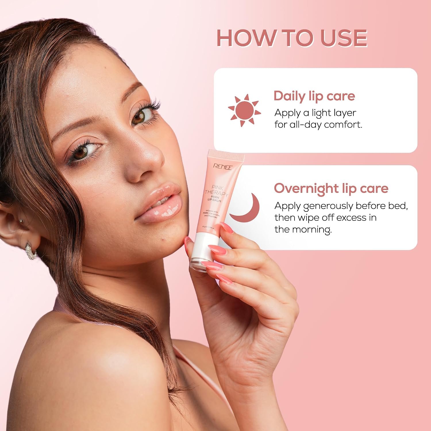 RENEE Pink Therapy PDRN Overnight Lip Repairing & Moisturising Lip Balm For Dry, Chapped Lips | Glossy Finish, Revives Lip Barrier & Improves Elasticity | 10g thumbnail
