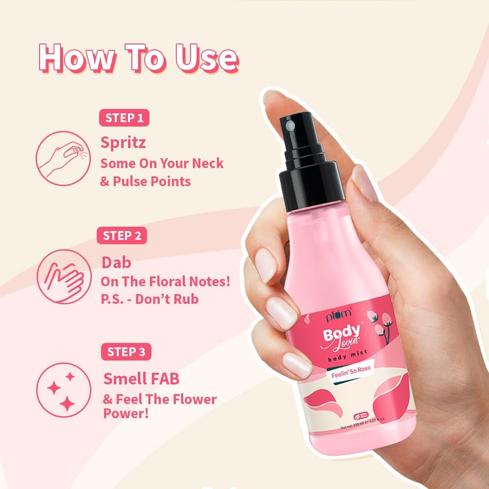 Plum BodyLovin' Feelin' So Rose Body Mist | Long Lasting Floral Fragrance For Women With Fresh Floral, Rose & Musk Body Spray 150 ml thumbnail