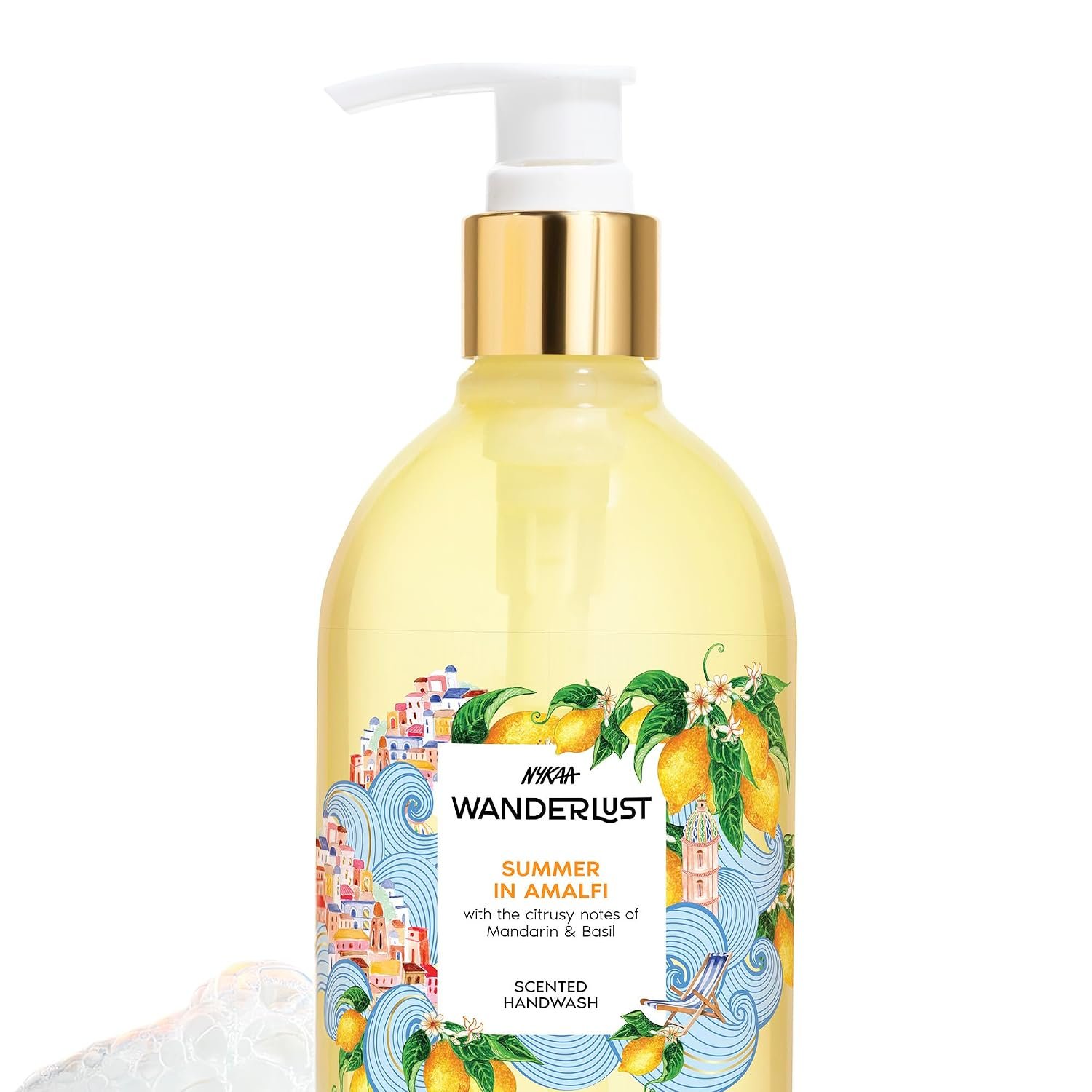 Nykaa Wanderlust Summer in Amalfi Scented Hand Wash, Refreshing Citrus-Fragranced Hand Cleanser for Clean, Soft & Fresh-Feeling Hands, Inspired by the Vibrant Amalfi Coast