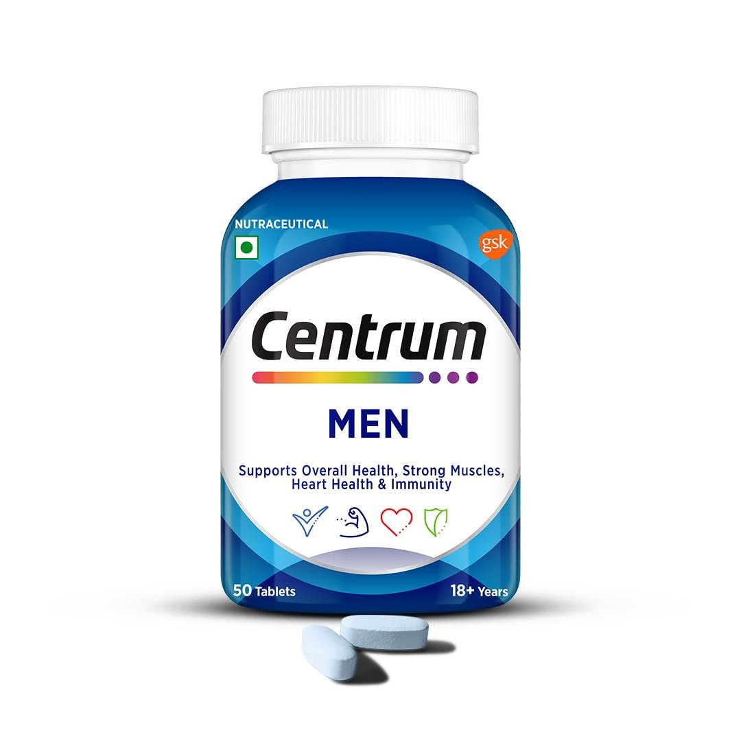Centrum Men - Multivitamin Tablet for Men | With 23 Vital Nutrients including Zinc, Magnesium, Vitamin B, C, D, Calcium for Energy, Immunity, Muscles and Overall Health | Veg - 50 tablets thumbnail