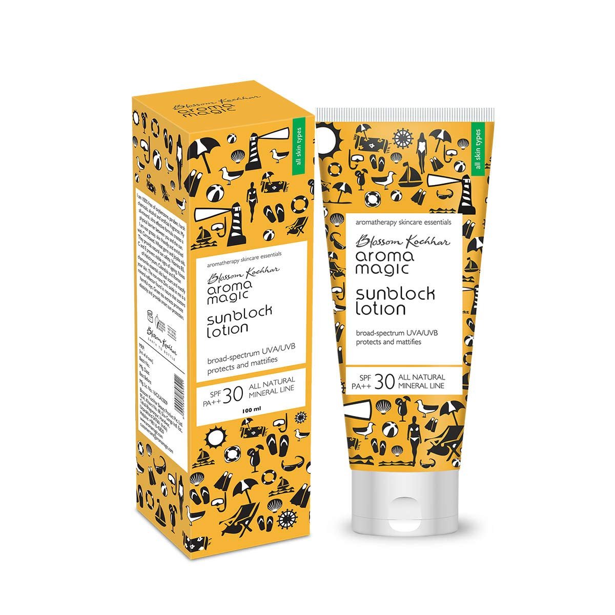 Aroma Magic Matte Sunblock Sunscreen Lotion | SPF 30 PA++ Protection with Non-Nano Zinc Oxide | No Parabens, Alcohol-Free | Calendula, Chamomile | Chemical-Free | All Skin | 100ml thumbnail