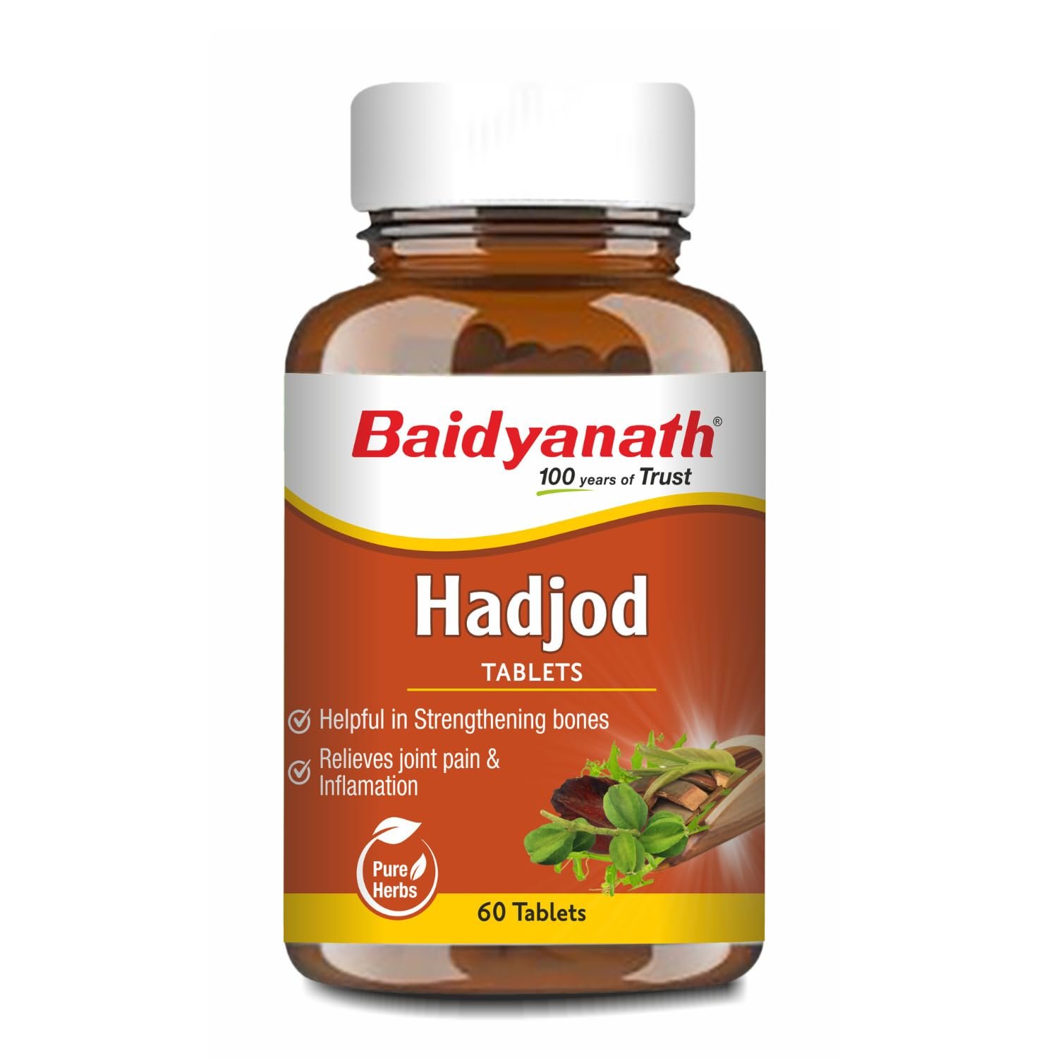 Baidyanath Ayurved Hadjod - 60 Tabs | Pure Natural Ayurved Tablets | For Joint Health, Wellness Tablets | Helps in Weight And Bone Support
