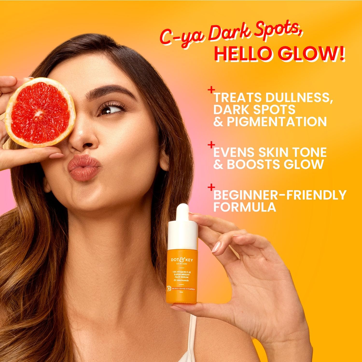 DOT & KEY 10% Vitamin C + E Serum with 5% Niacinamide,for Glowing Skin,Fades Dark Spots & Hyperpigmentation,Infused with Blood Orange & Pumpkin,Targets Dull & Uneven Skin 20ml thumbnail