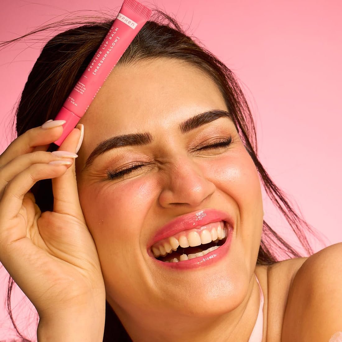 Hyphen Tinted Lip Balm - Marshmallow Pink | 1% Vitamin E, 2% Squalane & Peptides | Brightening Lip Balm for Dark Lips | 24h Moisturization & Hydration for Dry & Chapped Lips - 10 g thumbnail