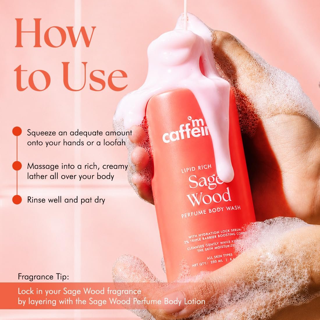 mCaffeine Deep Nourishing Milky Body Wash | Glycerin & Betaine for Soft & Smooth Skin | Sage Wood-Citrus Musky  Fragrance | thumbnail