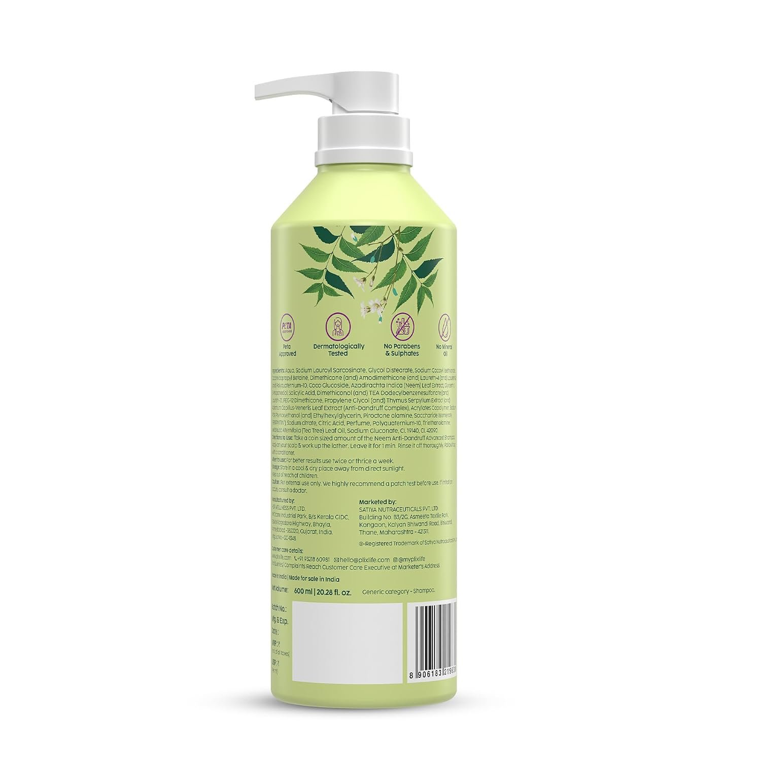 PLIX - THE PLANT FIX Neem Anti-Dandruff Advanced Shampoo | Piractone Olamine & Pentavitin® | Reduces Dandruff | Soothes Itchy Scalp | Moisturizes Scalp | Paraben & Sulphate Free |  600ml thumbnail