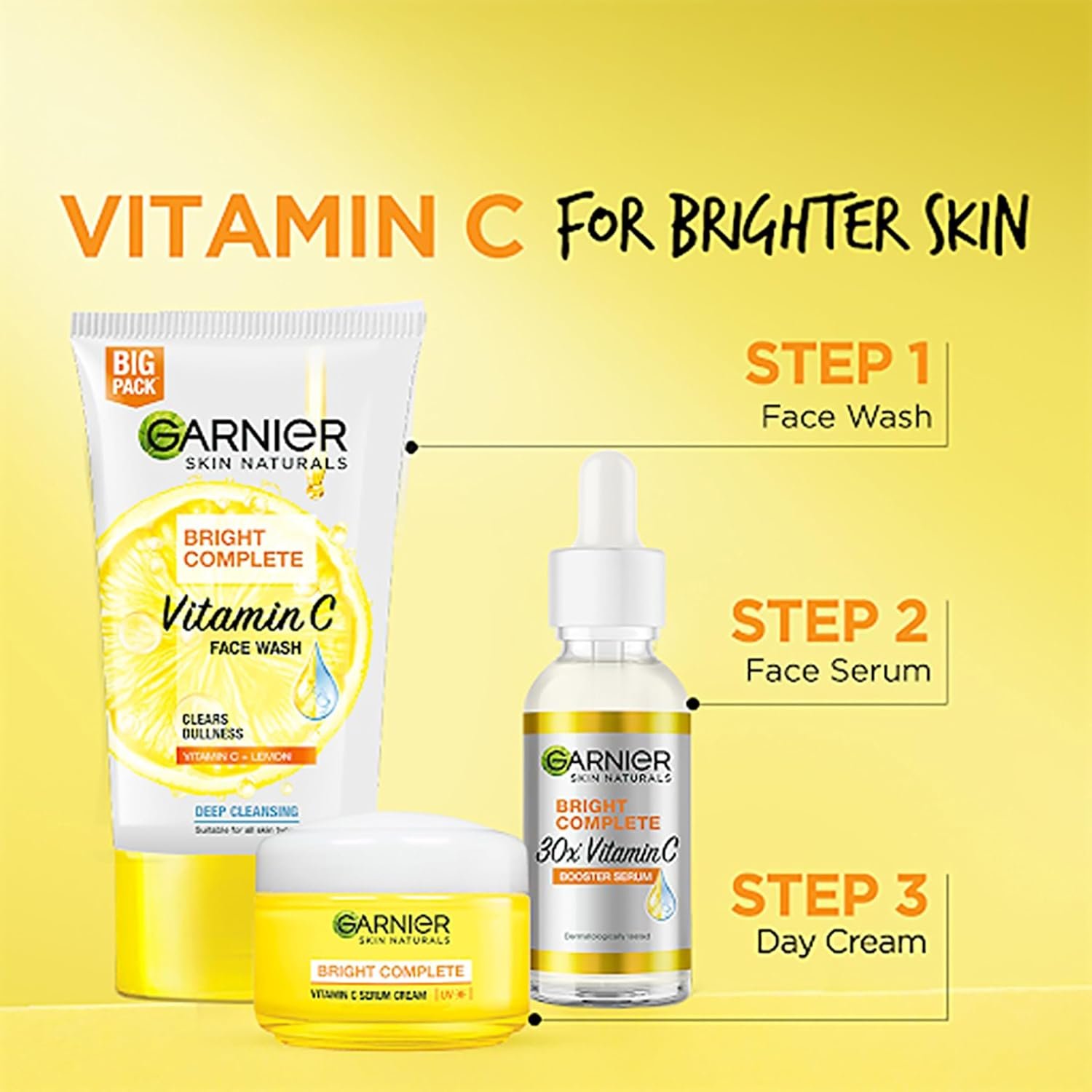 Garnier Skin Naturals, Day Cream, Brightening & Protects Skin from Sun, Bright Complete Vitamin C Serum Cream, 45 g thumbnail