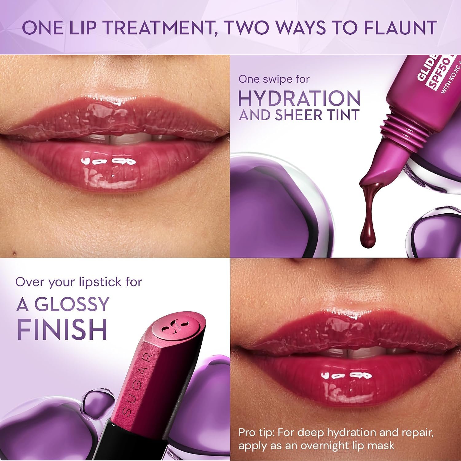 SUGAR Cosmetics Glide Peptide SPF50 PA+++ Lip Treatment | Infused Hyaluronic Acid, Ceramides & Vitamin E | Tinted Lip Balm | 10ml - 04 Mocha Melt thumbnail