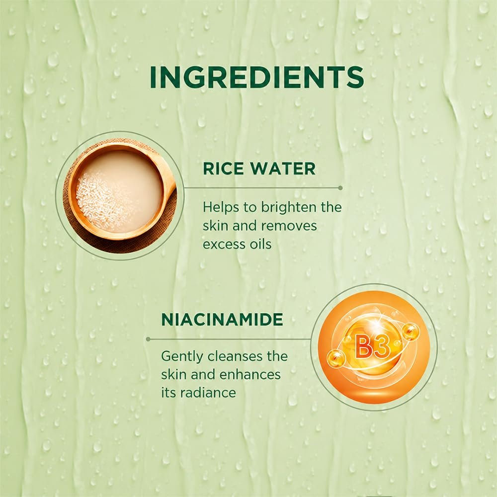 Biotique Rice Water & Niacinamide Gel Face Wash Removes Excess Oils & Reduce Blemishes of the Skin | Glass Skin | For Men & Women - 100ml thumbnail