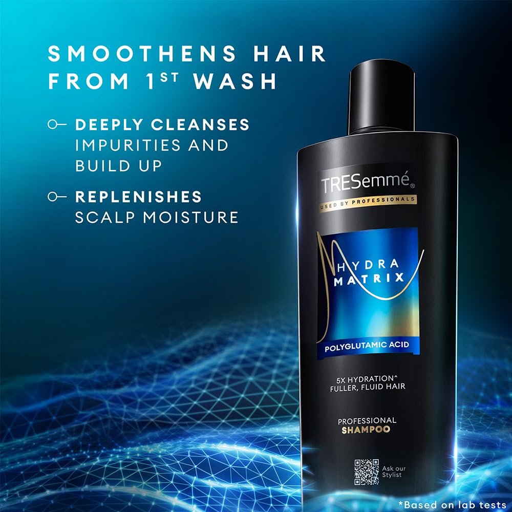 TRESemme Hydra Matrix Hydrating Shampoo 340ml with Polyglutamic Acid for 100H of Fluid Hair | Paraben Free Shampoo for Dry Hair & Scalp | Hard Water Detox thumbnail