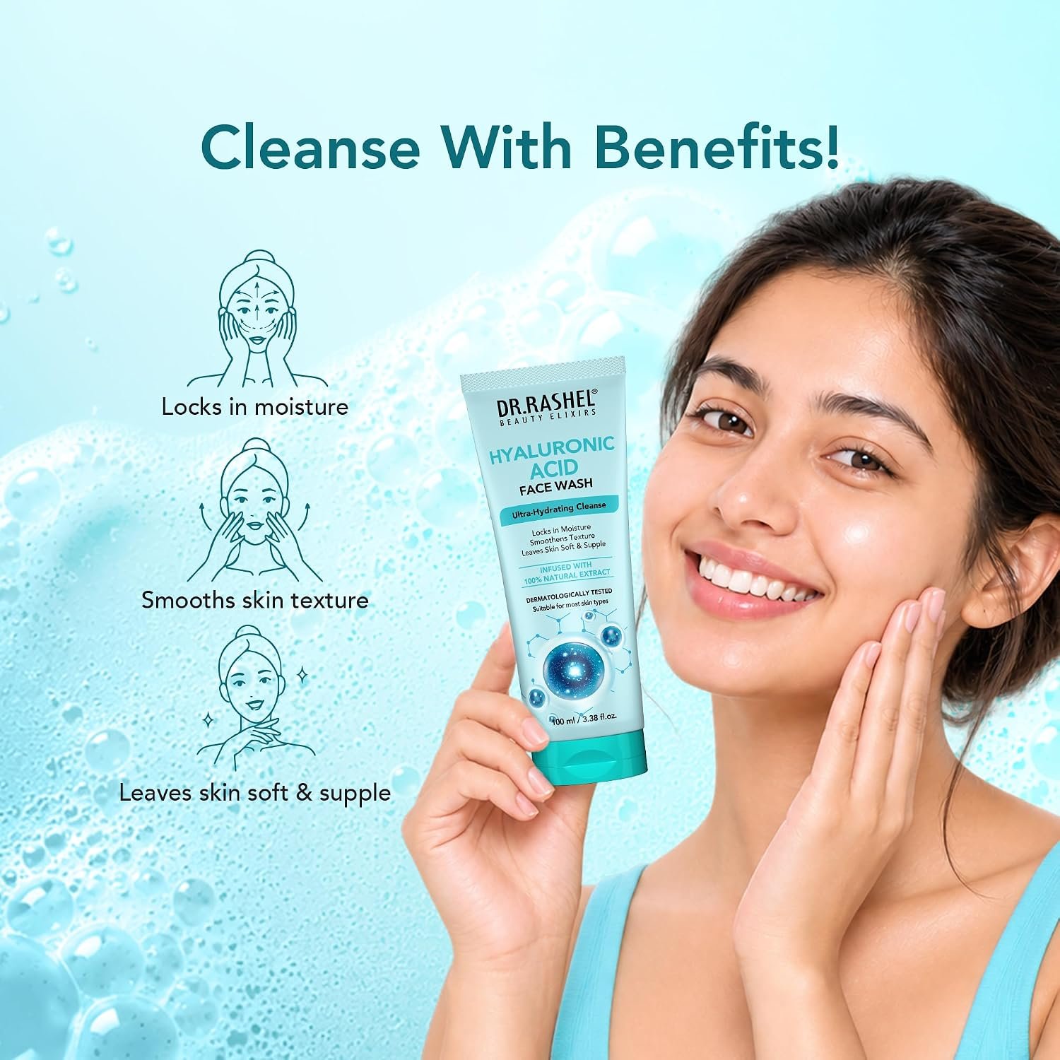 DR.RASHEL Beauty Elixirs Hyaluronic Acid Face Wash For Men & Women Concentrate for Deep Cleansing & Clove Purifying Face Wash With Natural Ingredients Suitable For All Skin Oily to Normal - thumbnail