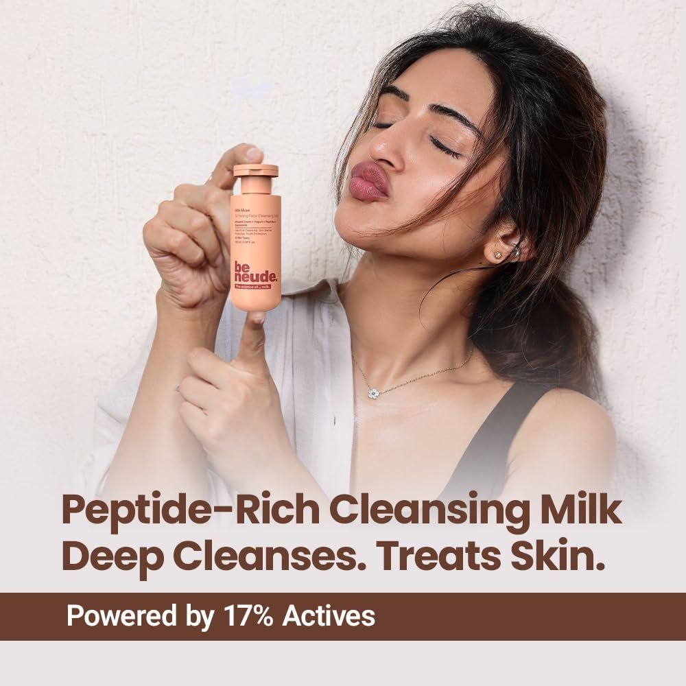Be Neude Milk Muse Face Cleanser 100 ml with Peptides and Whipped Cream Deep Pore Non Drying Face Wash for Acne Prone and Sensitive Skin Hydrating Cleansing Milk thumbnail
