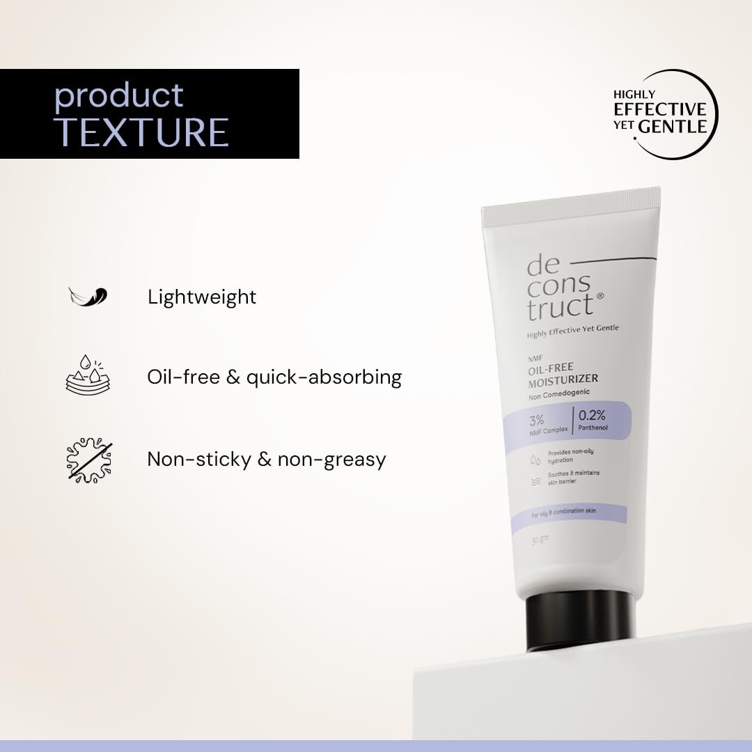 Deconstruct Oil-Free Moisturizer For Face | Non Sticky, Lightweight, Non-Comedogenic & Fast-Absorbing | Tested for 72H Hydration | For Oily, Acne-Prone & Sensitive Skin | 50 g thumbnail